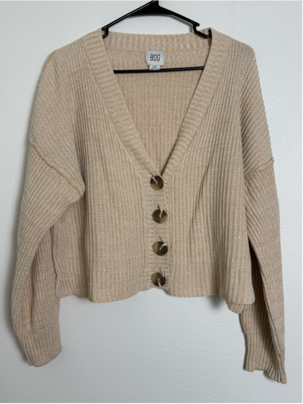 BDG For Urban Outfitters Neutral Beige Ribbed Button-Front Cardigan Size Small